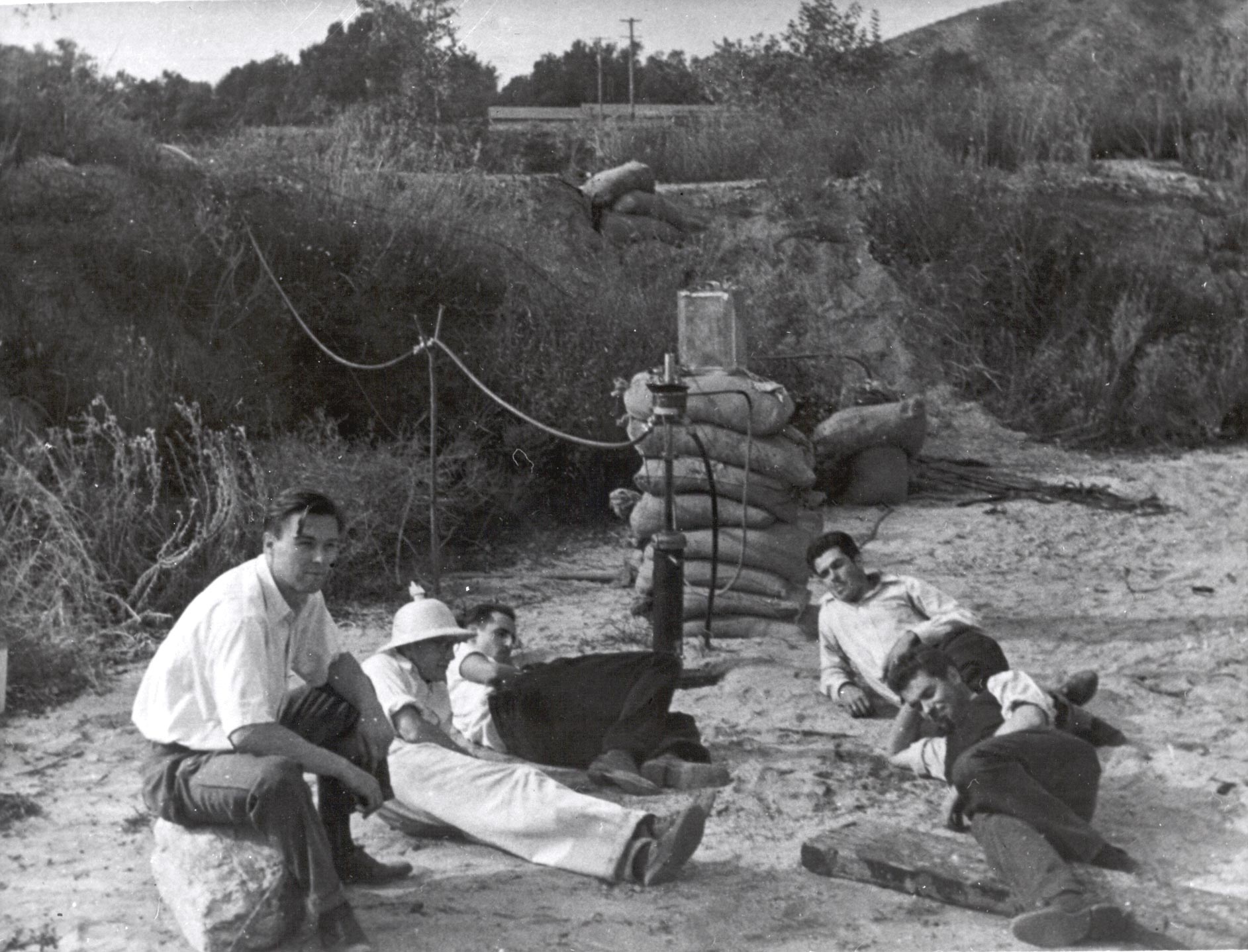 The Suicide Squad at the Arroyo Seco rocket test site, 1936.