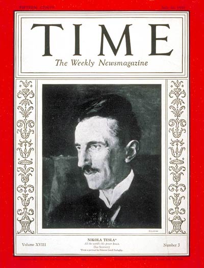 Tesla on the cover of Time Magazine, 1931.