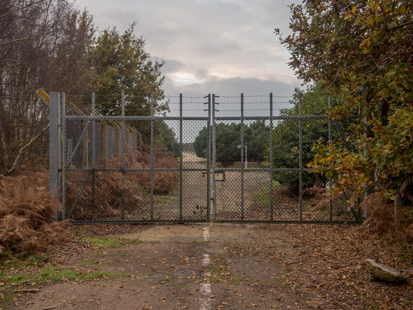 The East Gate of the former RAF Woodbridge, the security patrol's entry point to Rendlesham Forest.