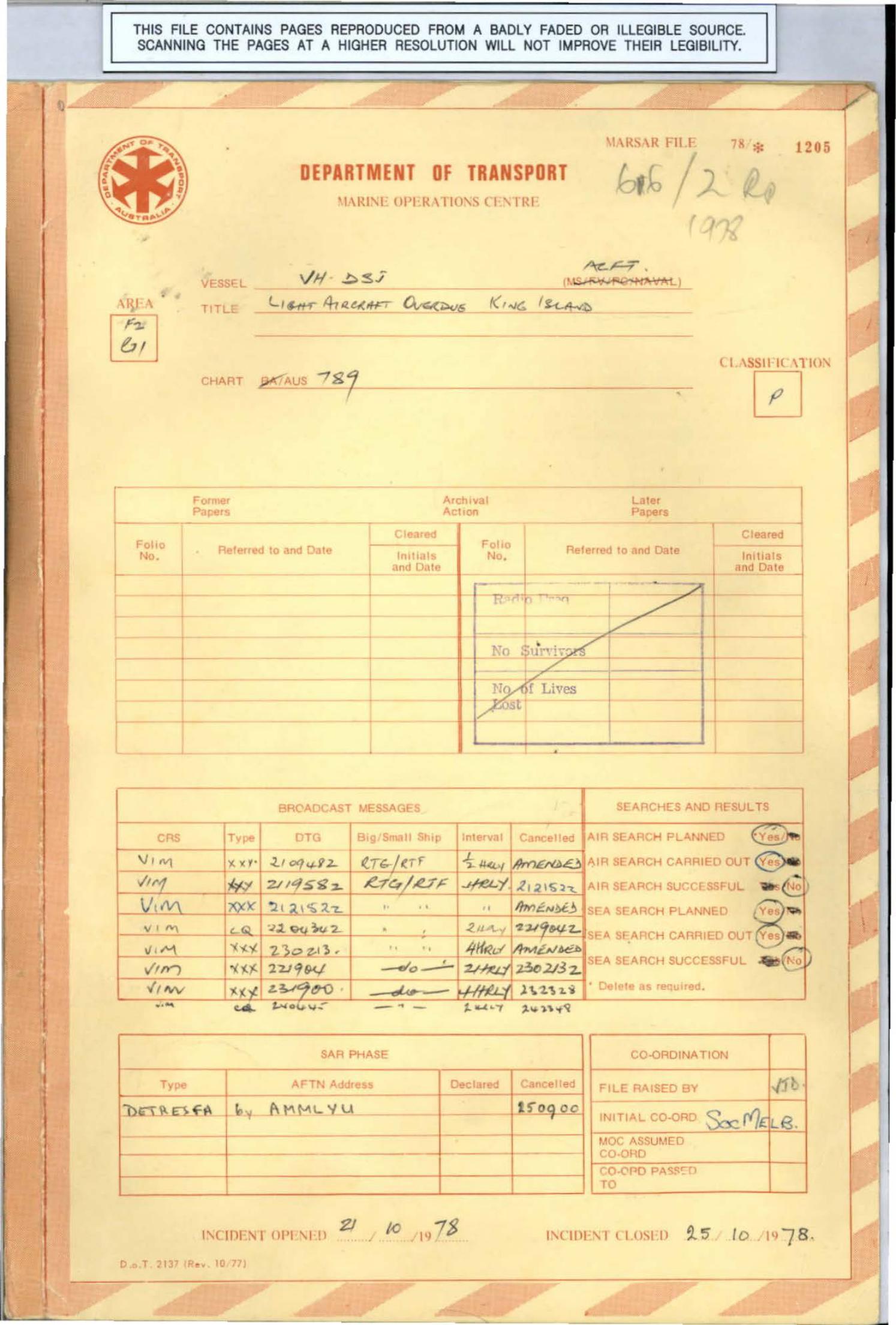 RAAF investigation document, page 1 of 217