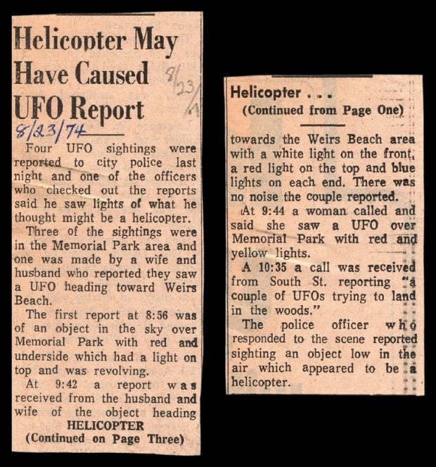Helicopter May Have Caused UFO Report, 23 August 1974