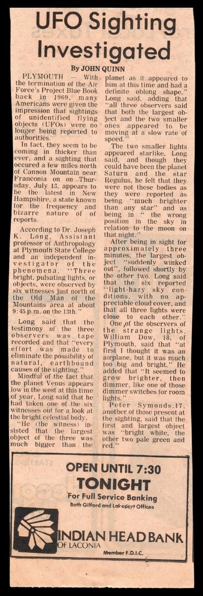 UFO Sighting Investigated, c. July 1978 · Franconia