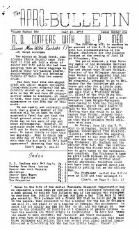 APRO Bulletin Vol. 2 No. 1, July 1953