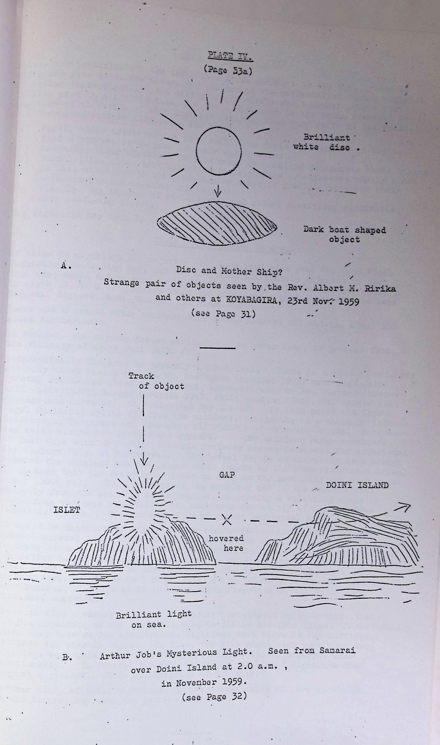 Plate IV: Disc and mother ship, and light over Doini Island