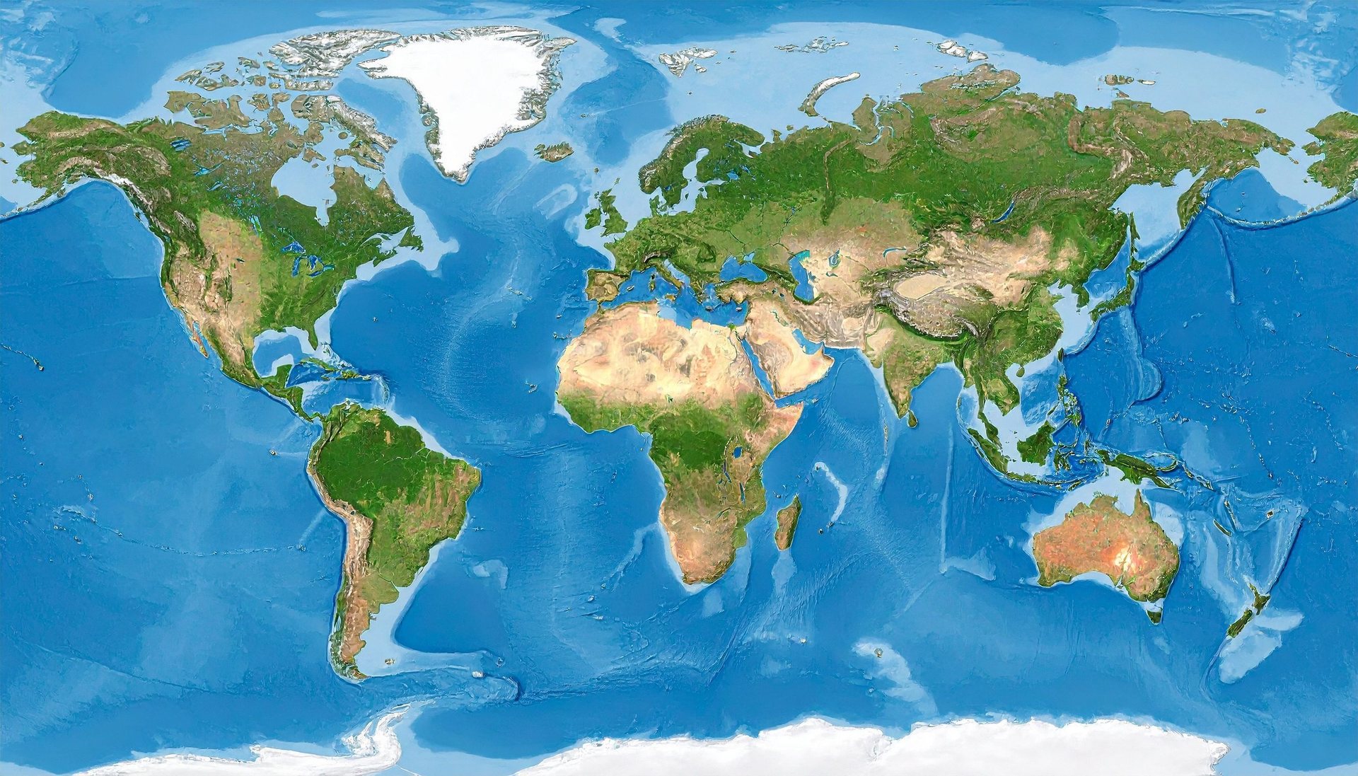 Satellite relief map of the world, the gateway to the archive's country-by-country records.