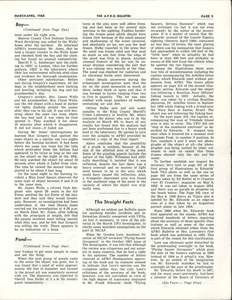 APRO Bulletin March-April 1968, page 3