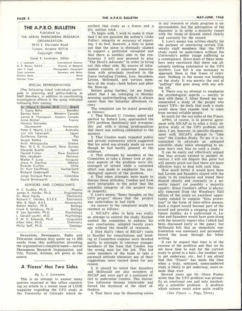 APRO Bulletin May-June 1968, page 2