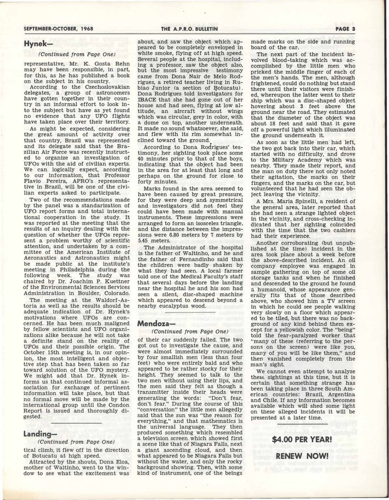 APRO Bulletin September-October 1968, page 3
