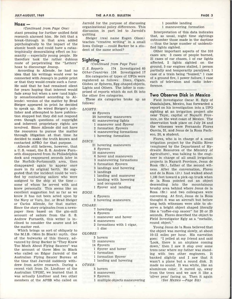 APRO Bulletin July-August 1969, page 3