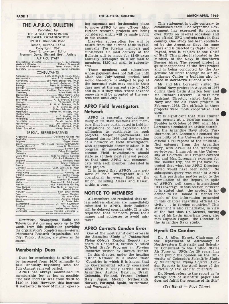 APRO Bulletin March-April 1969, page 2