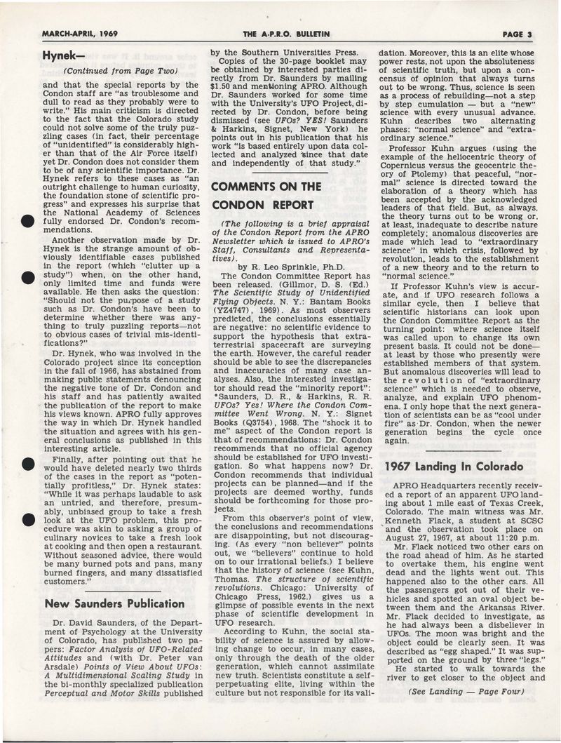 APRO Bulletin March-April 1969, page 3