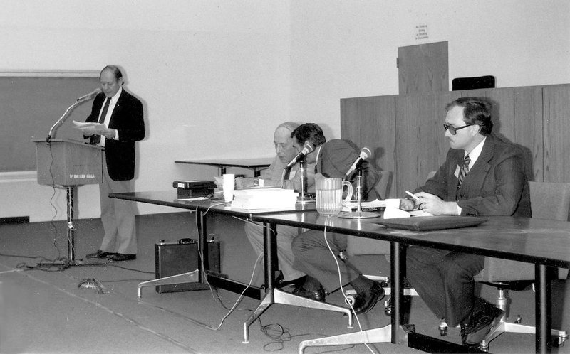 Paul Kurtz, Philip J. Klass, George Rommel and Bob Sheaffer pictured together at a sceptical movement gathering.