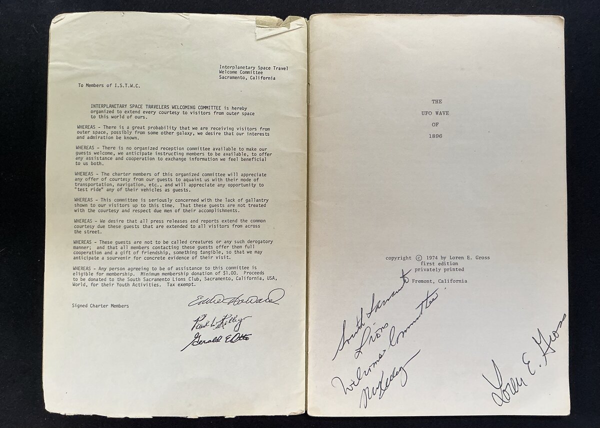 Charter page of the Interplanetary Space Travelers research committee that published the monograph, showing signatures of founding members
